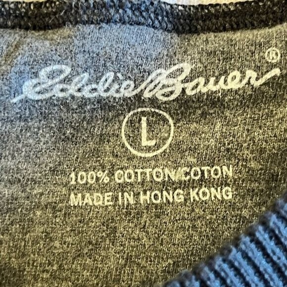 Eddie Bauer Men’s Sweater Size Large Cotton Alpine Design Along Sleeve Black - Picture 9 of 9